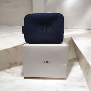 Dior Beauty CD Logo Blue Cosmetic Makeup Bag Dopp Kit Trousse Pouch‎